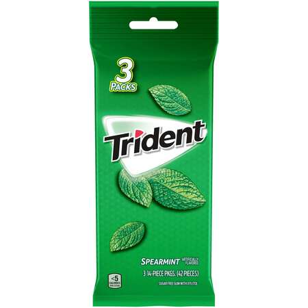 TRIDENT Trident Spearmint Sugar Free Gum 14 Pieces, PK60 1136